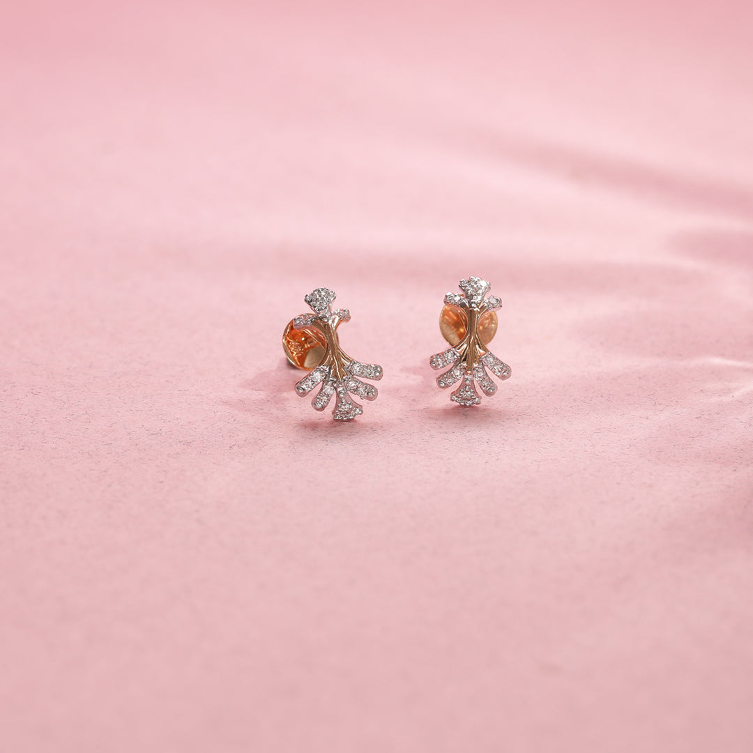 Frost Glow Diamond & Gold Stud Earrings for Women