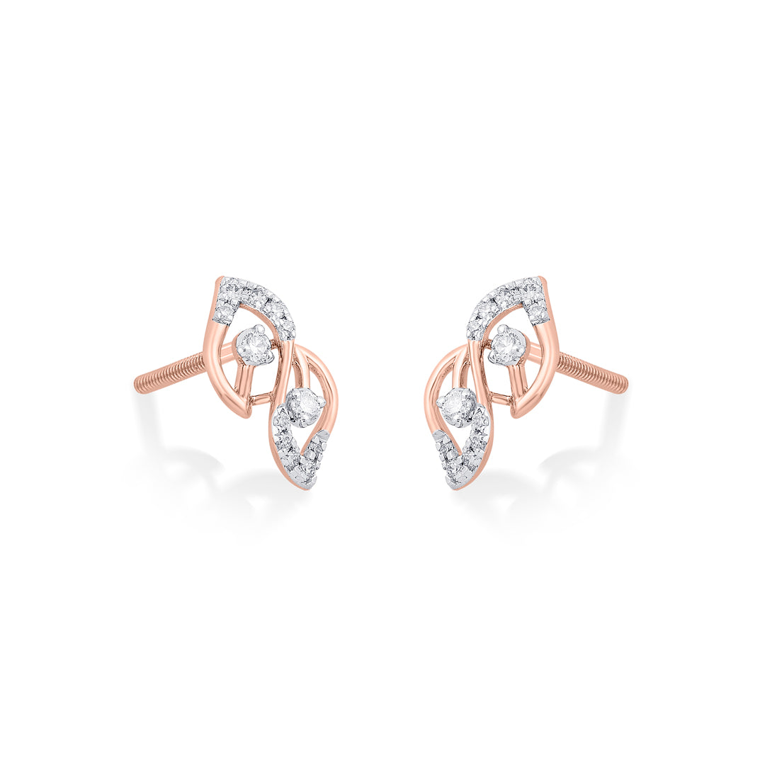 Frost Spiral Diamond & Gold Stud Earrings for Women