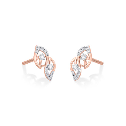 Frost Spiral Diamond & Gold Stud Earrings for Women