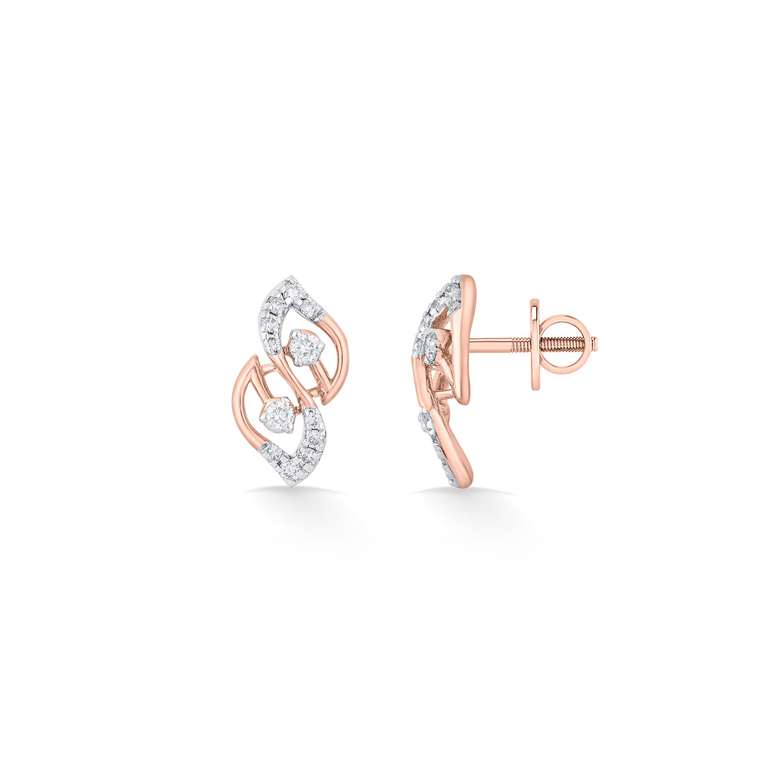Frost Spiral Diamond & Gold Stud Earrings for Women
