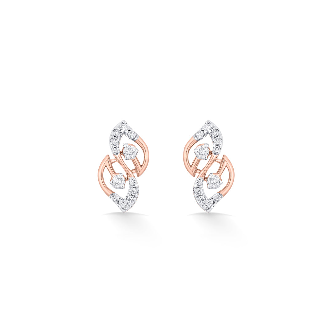 Frost Spiral Diamond & Gold Stud Earrings for Women
