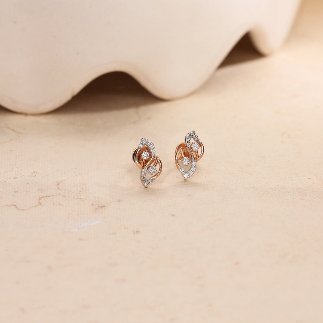 Frost Spiral Diamond & Gold Stud Earrings for Women