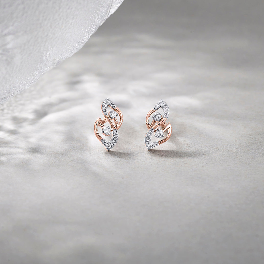Frost Spiral Diamond & Gold Stud Earrings for Women