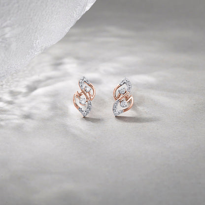 Frost Spiral Diamond & Gold Stud Earrings for Women