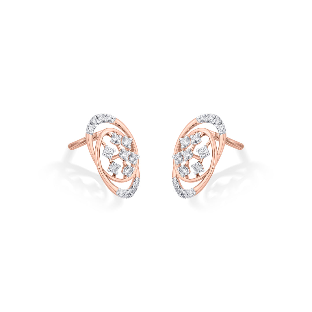 Gleaming Bond Diamond & Gold Stud Earrings for Women