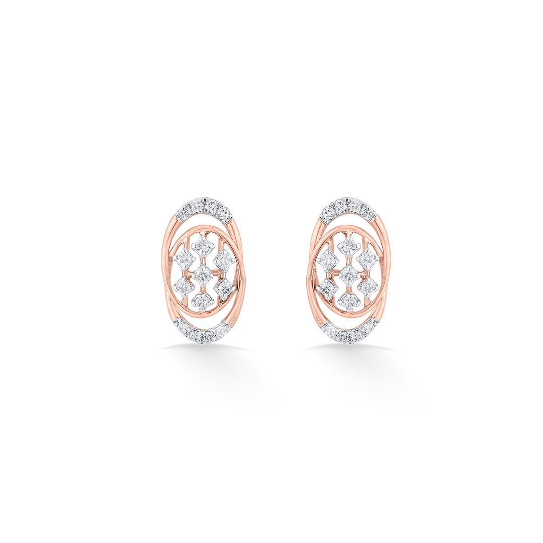 Gleaming Bond Diamond & Gold Stud Earrings for Women