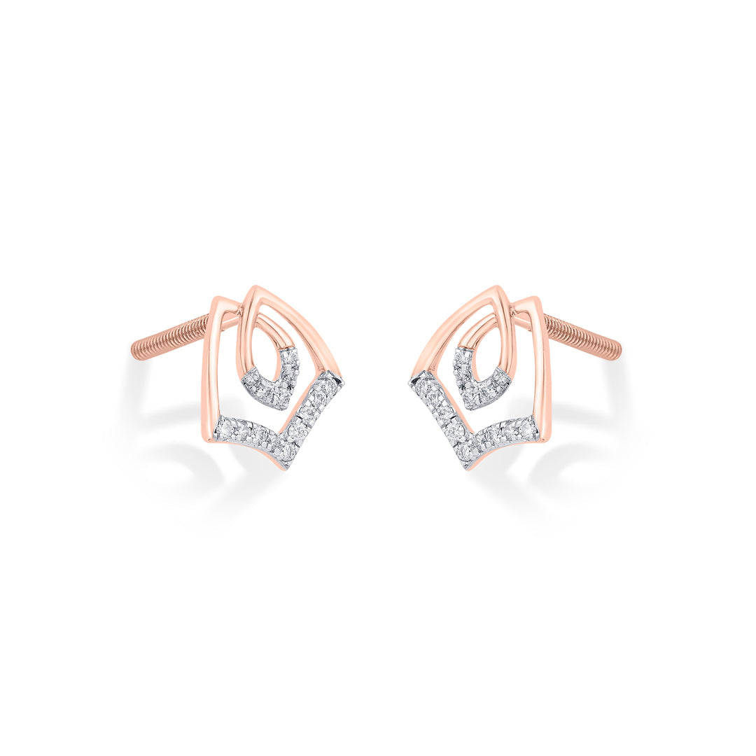 Solstice Glow Diamond & Gold Stud Earrings for Women