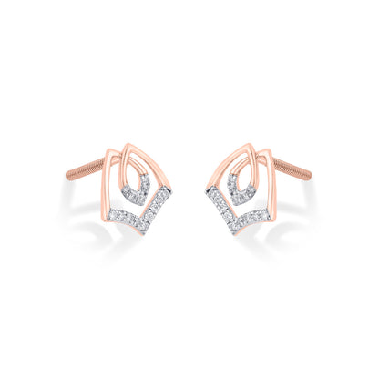 Solstice Glow Diamond & Gold Stud Earrings for Women