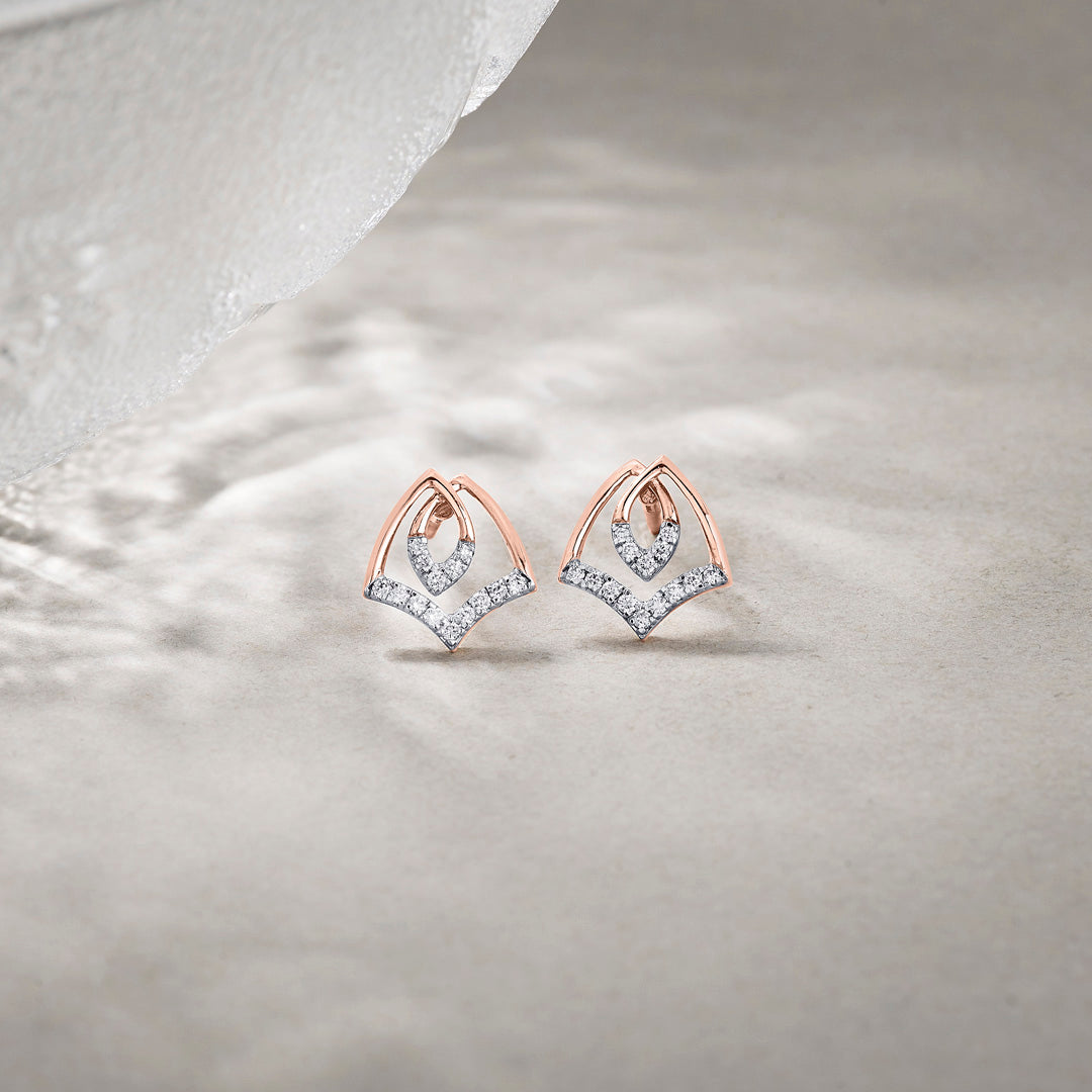 Solstice Glow Diamond & Gold Stud Earrings for Women