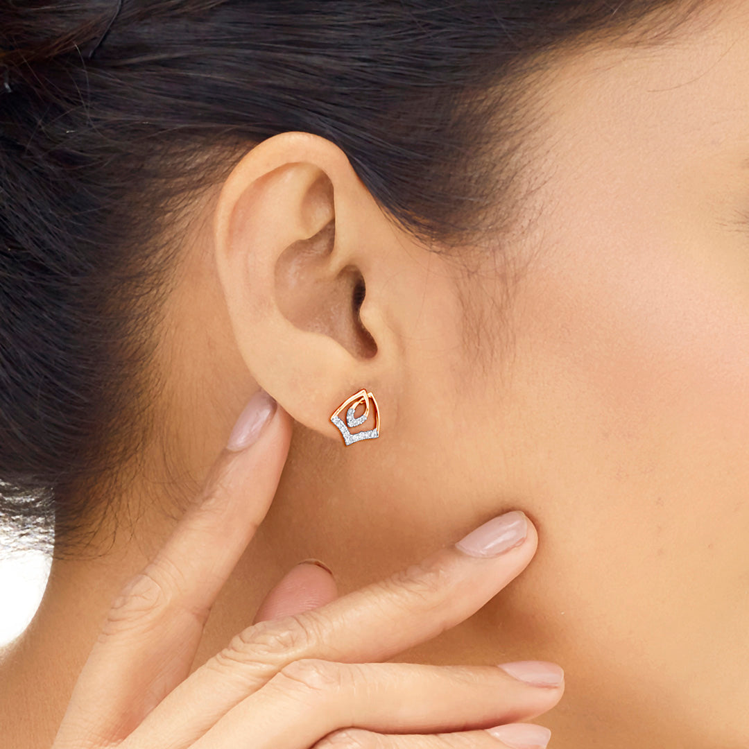 Solstice Glow Diamond & Gold Stud Earrings for Women