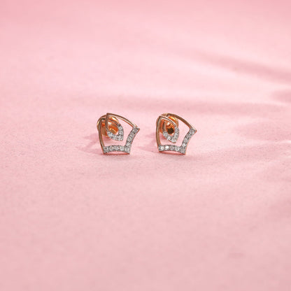 Solstice Glow Diamond & Gold Stud Earrings for Women