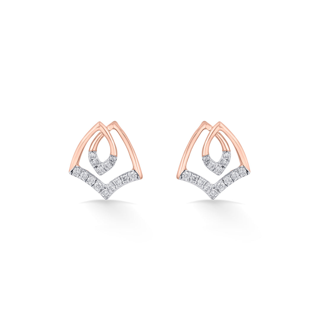 Solstice Glow Diamond & Gold Stud Earrings for Women
