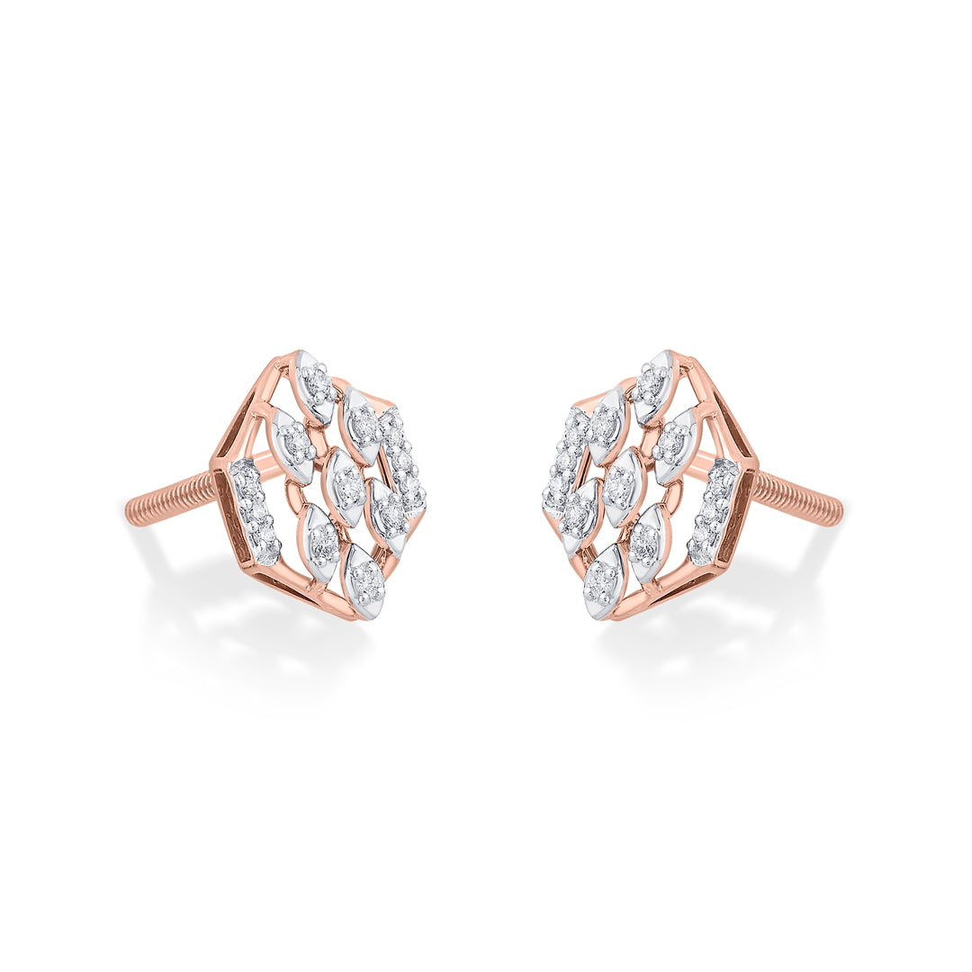 Dewora Shine Diamond & Gold Stud Earrings for Women