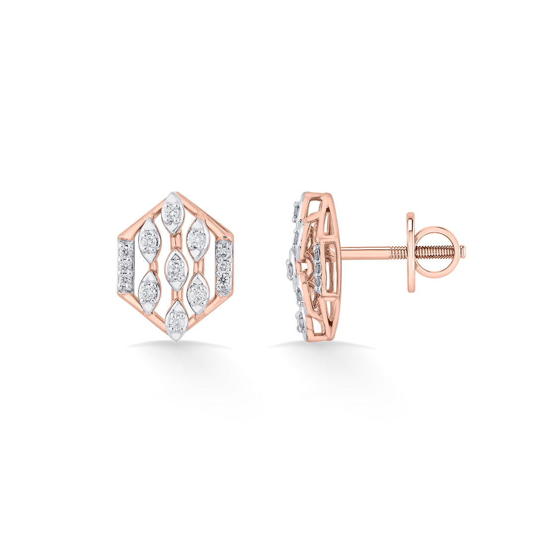 Dewora Shine Diamond & Gold Stud Earrings for Women