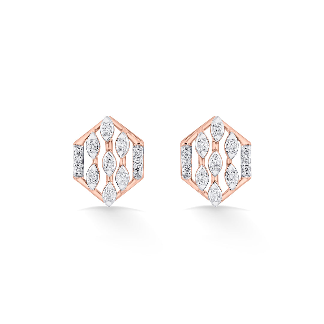 Dewora Shine Diamond & Gold Stud Earrings for Women