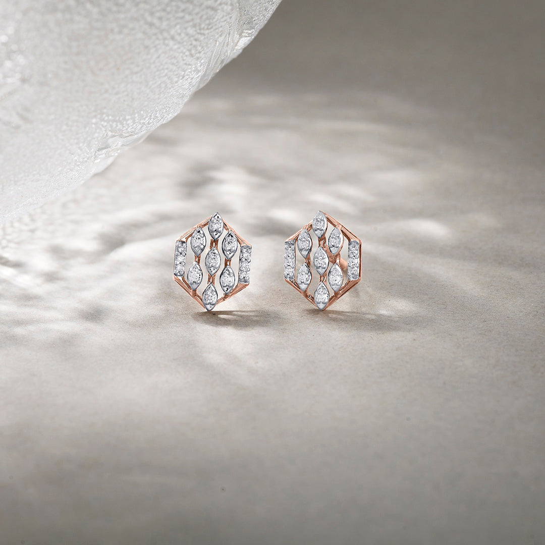 Dewora Shine Diamond & Gold Stud Earrings for Women