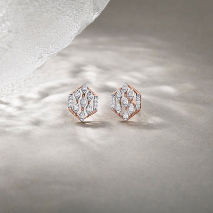 Dewora Shine Diamond & Gold Stud Earrings for Women