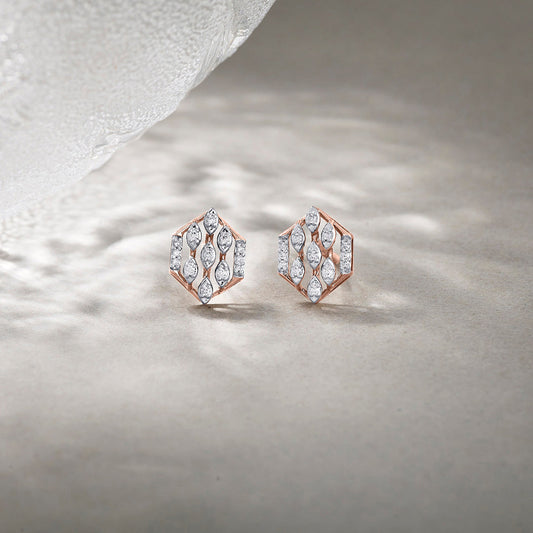Dewora Shine Diamond & Gold Stud Earrings for Women