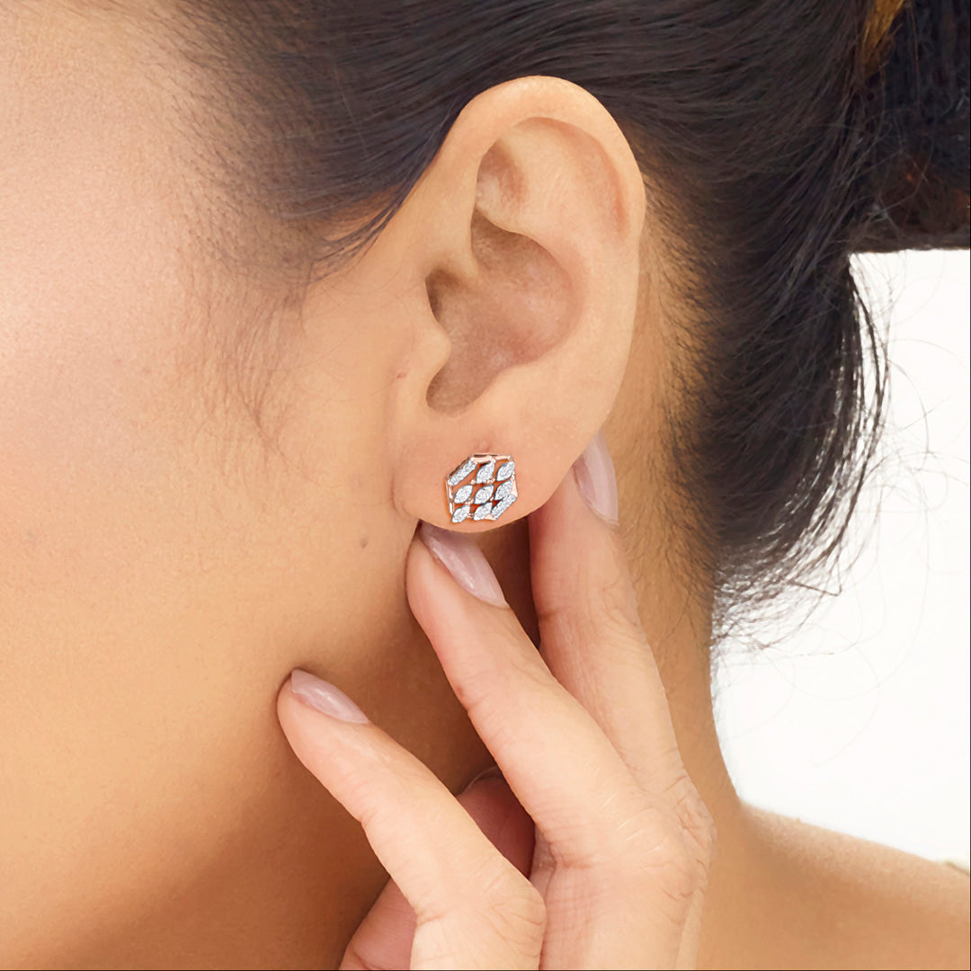 Dewora Shine Diamond & Gold Stud Earrings for Women