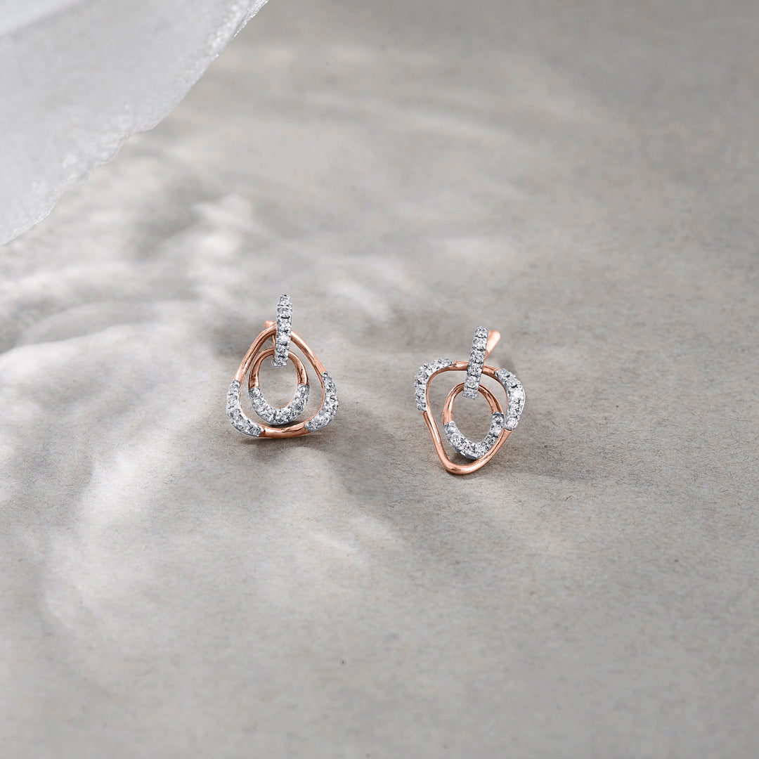 Trinity Spark Diamond & Gold Stud Earrings for Women