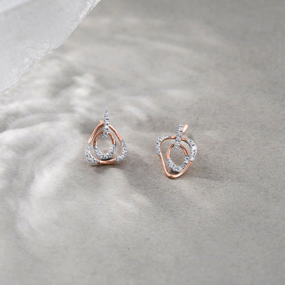 Trinity Spark Diamond & Gold Stud Earrings for Women