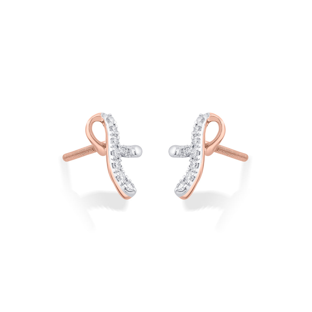 Gleam Twist Diamond & Gold Stud Earrings for Women