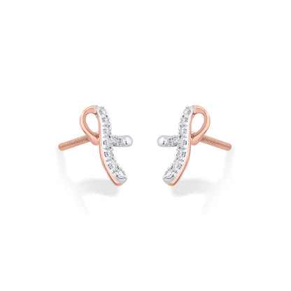 Gleam Twist Diamond & Gold Stud Earrings for Women