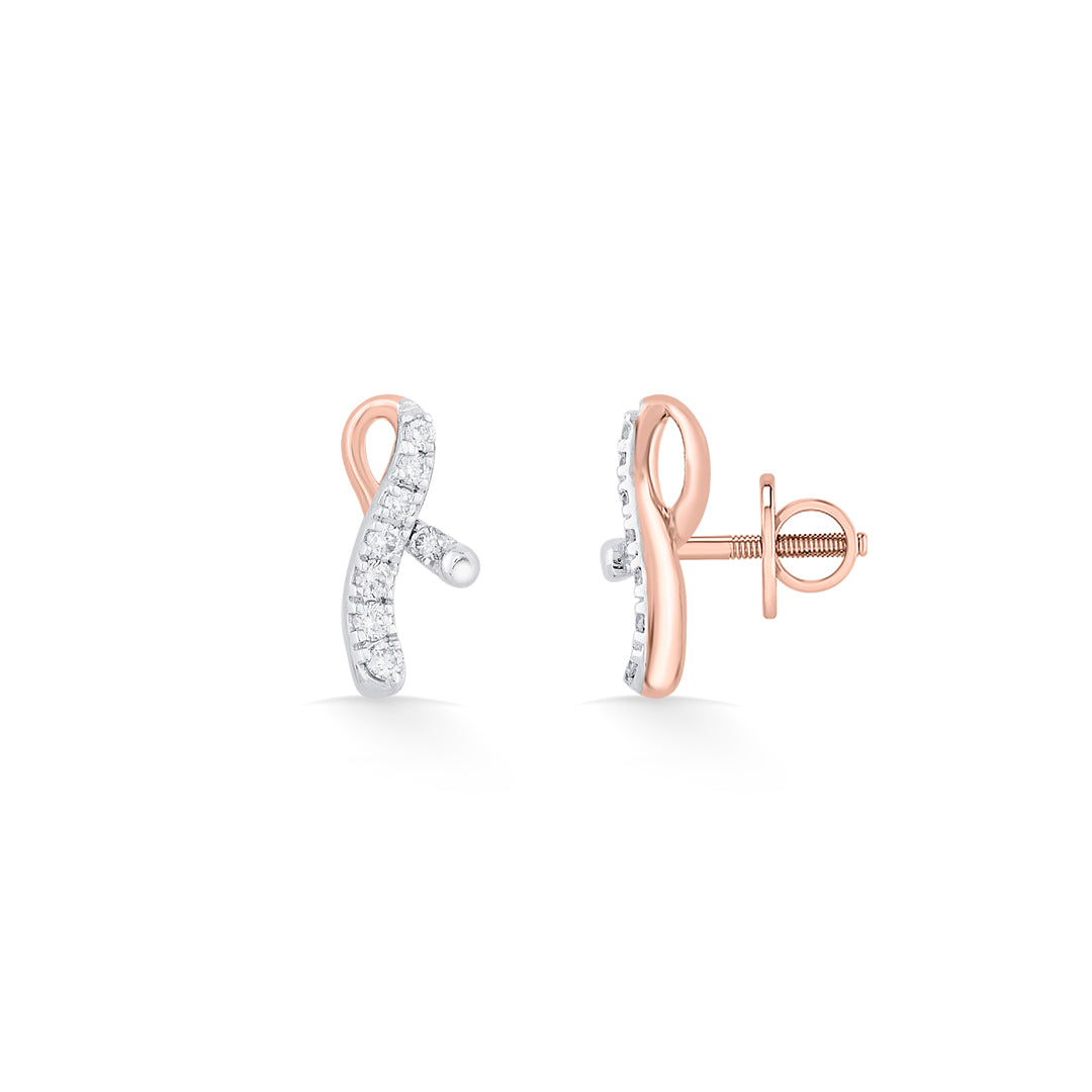 Gleam Twist Diamond & Gold Stud Earrings for Women