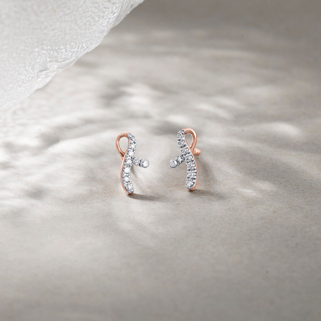 Gleam Twist Diamond & Gold Stud Earrings for Women