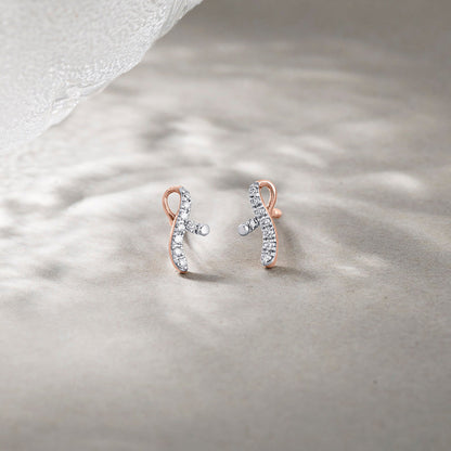 Gleam Twist Diamond & Gold Stud Earrings for Women