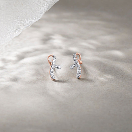 Gleam Twist Diamond & Gold Stud Earrings for Women