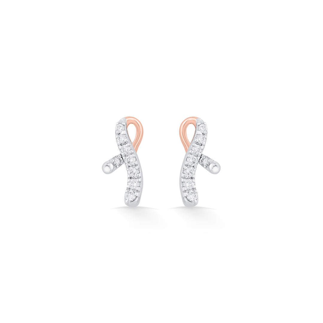 Gleam Twist Diamond & Gold Stud Earrings for Women