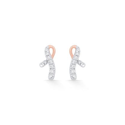 Gleam Twist Diamond & Gold Stud Earrings for Women