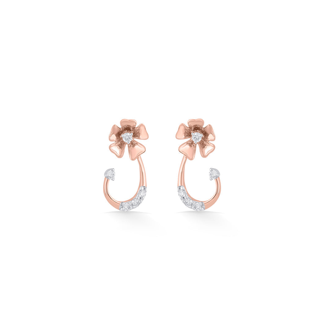 Oval Spark Diamond & Gold Stud Earrings for Women