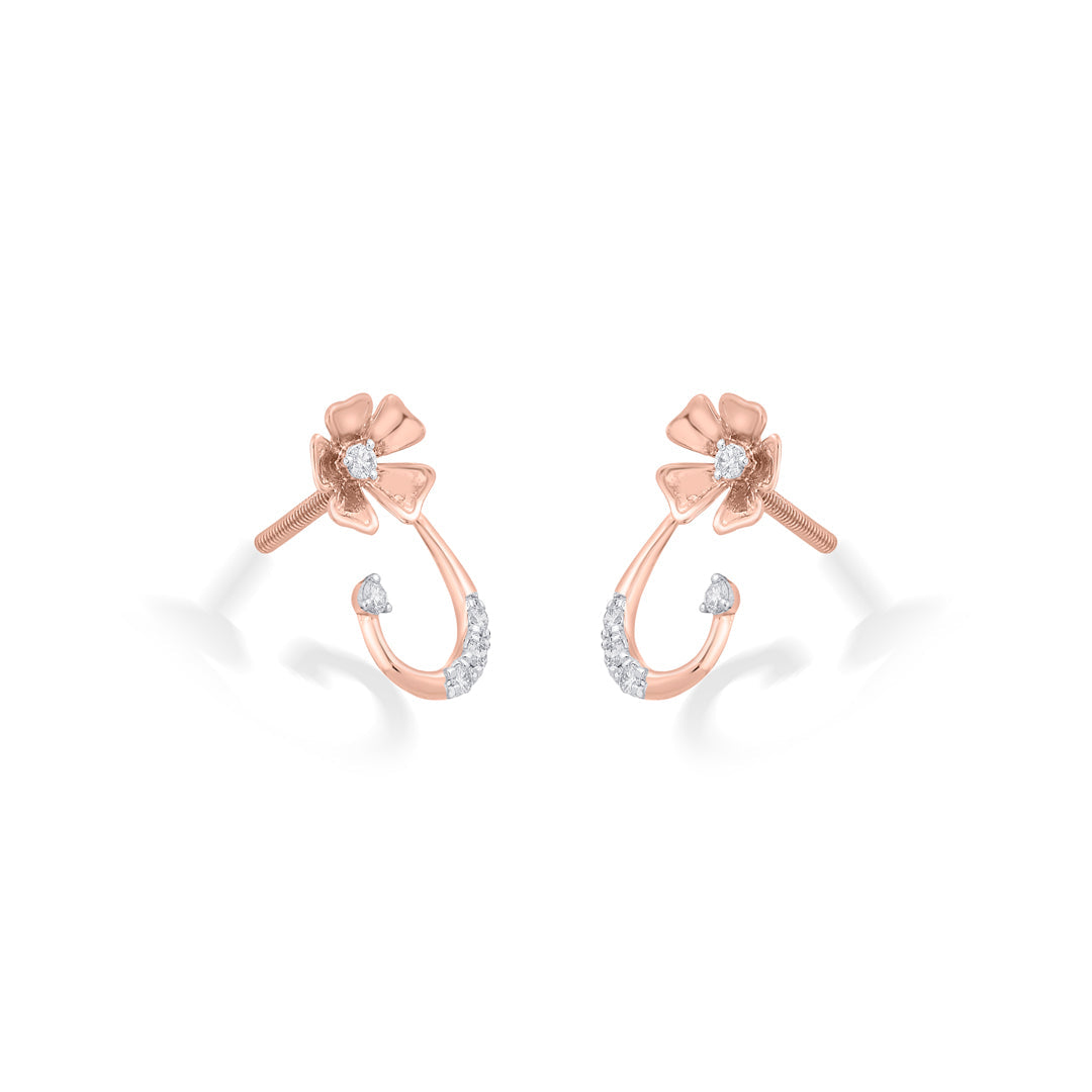 Oval Spark Diamond & Gold Stud Earrings for Women
