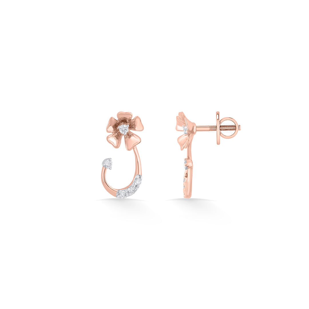 Oval Spark Diamond & Gold Stud Earrings for Women