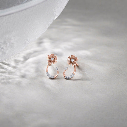 Oval Spark Diamond & Gold Stud Earrings for Women