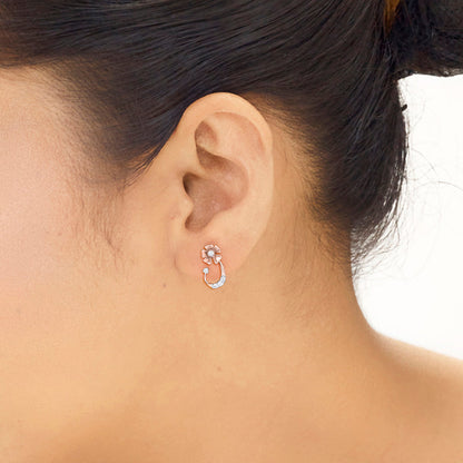Oval Spark Diamond & Gold Stud Earrings for Women