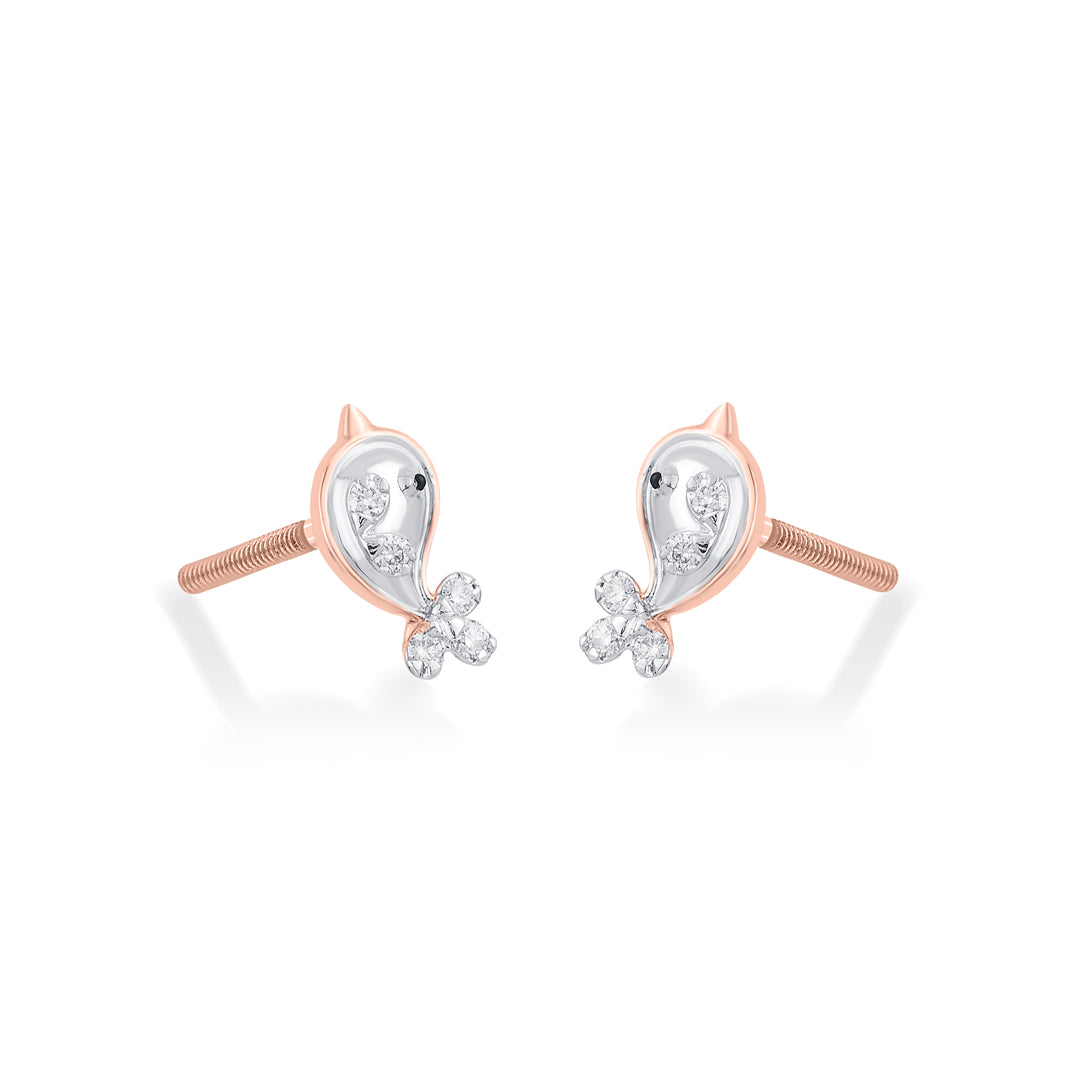Celestial Spark Diamond & Gold Stud Earrings for Women