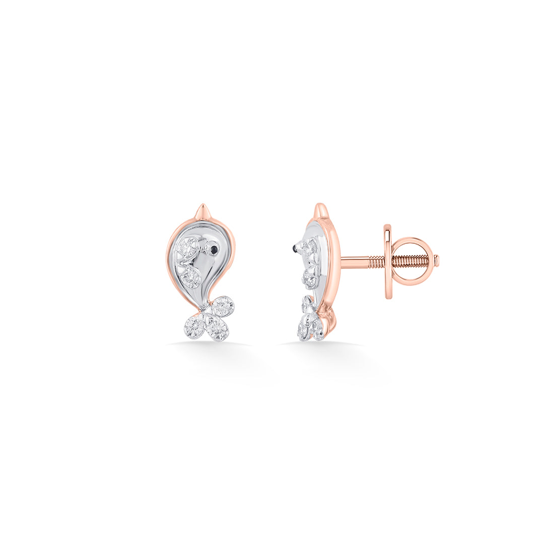 Celestial Spark Diamond & Gold Stud Earrings for Women