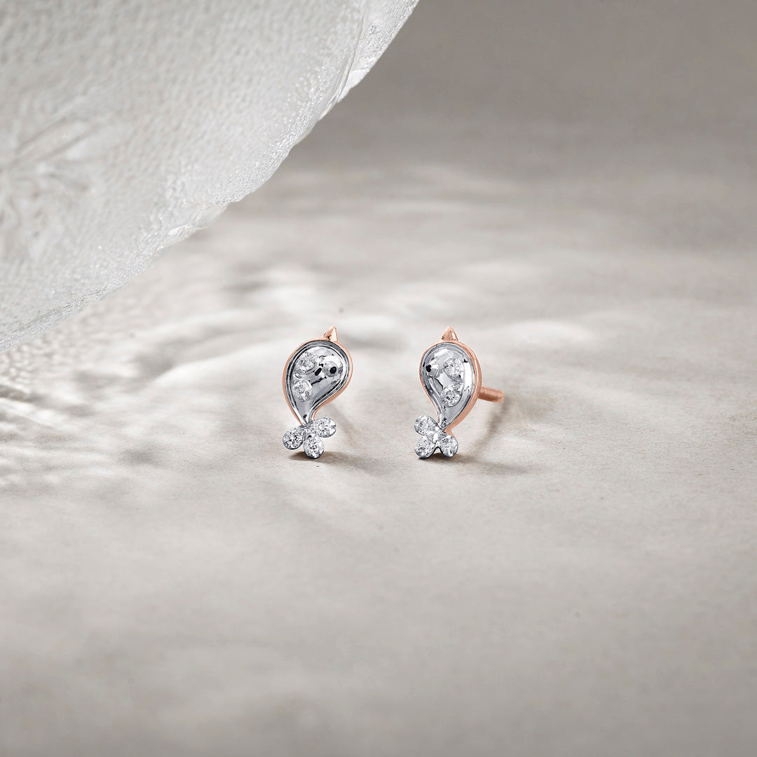 Celestial Spark Diamond & Gold Stud Earrings for Women