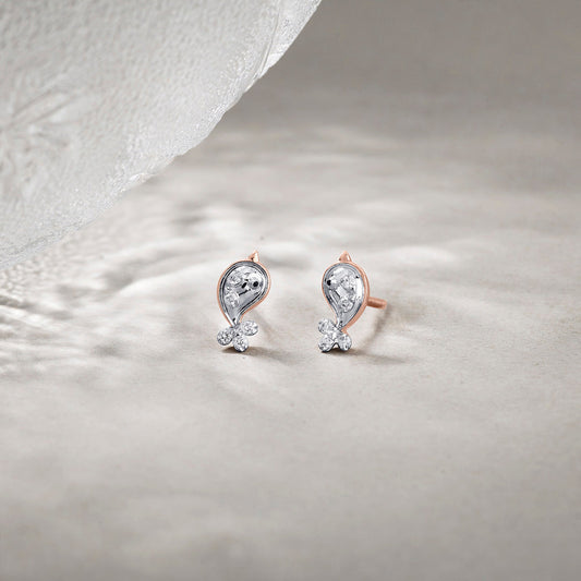 Celestial Spark Diamond & Gold Stud Earrings for Women