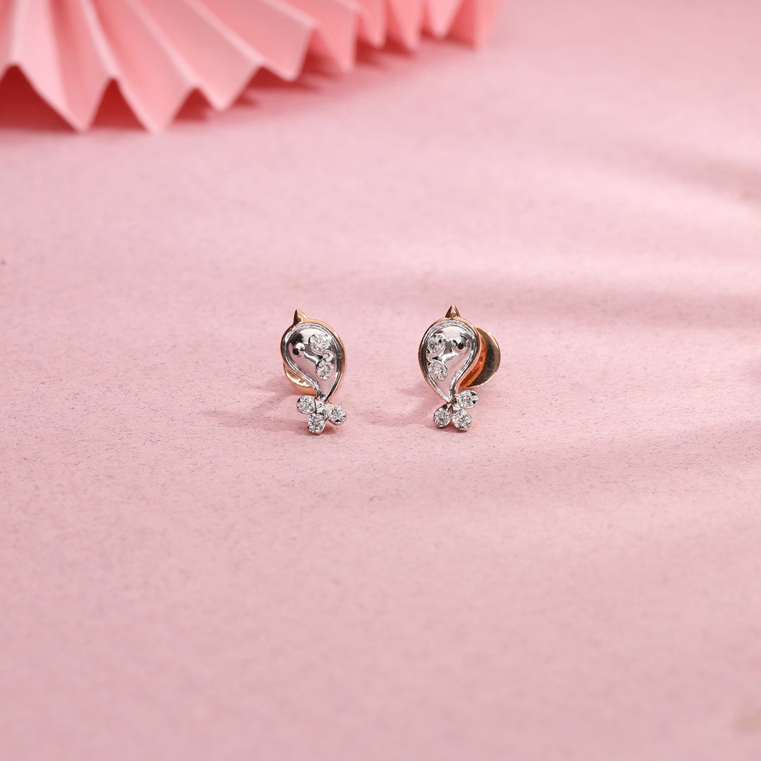 Celestial Spark Diamond & Gold Stud Earrings for Women