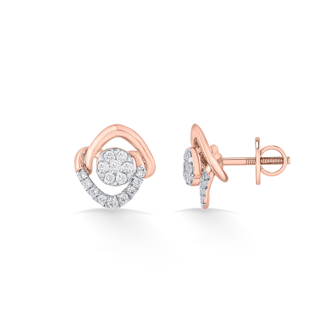 Stellar Glow Diamond & Gold Stud Earrings for Women
