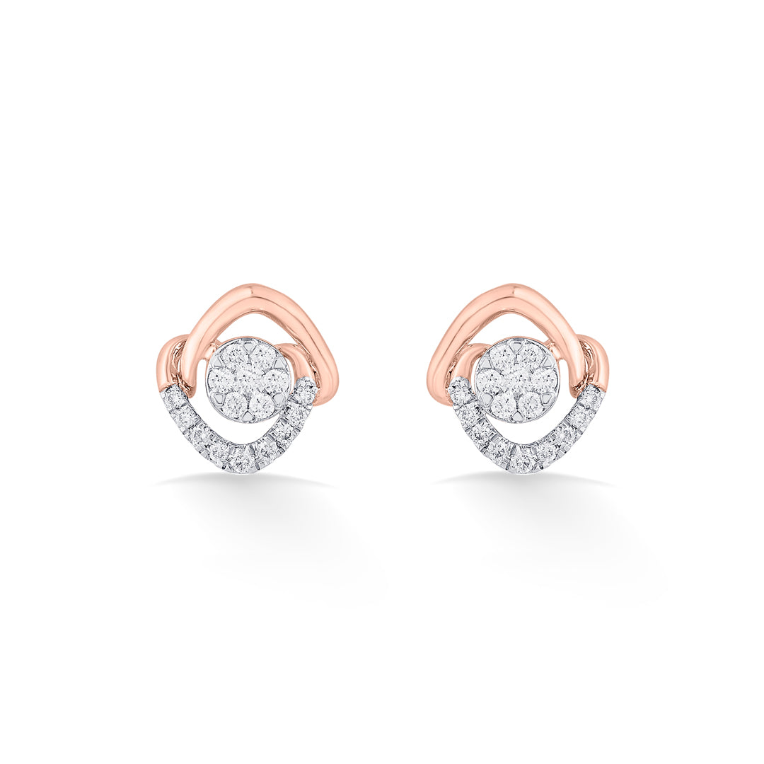 Stellar Glow Diamond & Gold Stud Earrings for Women