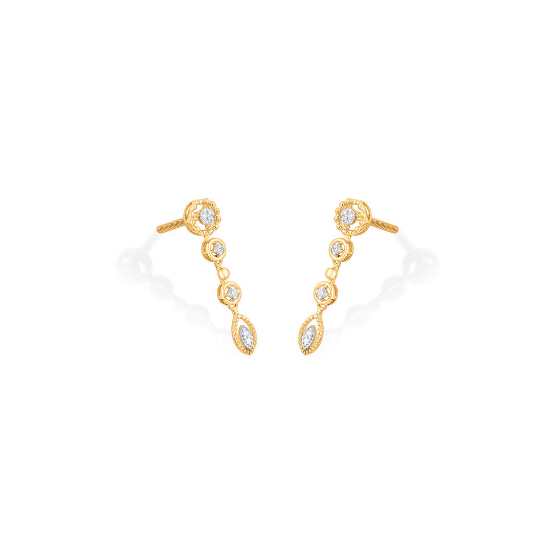 Luminara Chain Diamond & Gold Drops & Danglers Earrings for Women