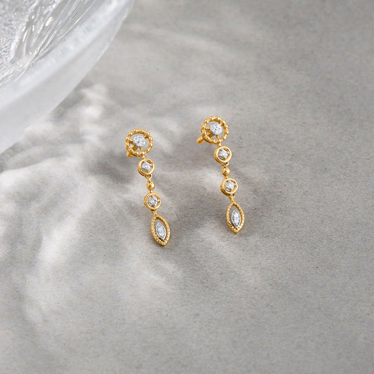 Luminara Chain Diamond & Gold Drops & Danglers Earrings for Women