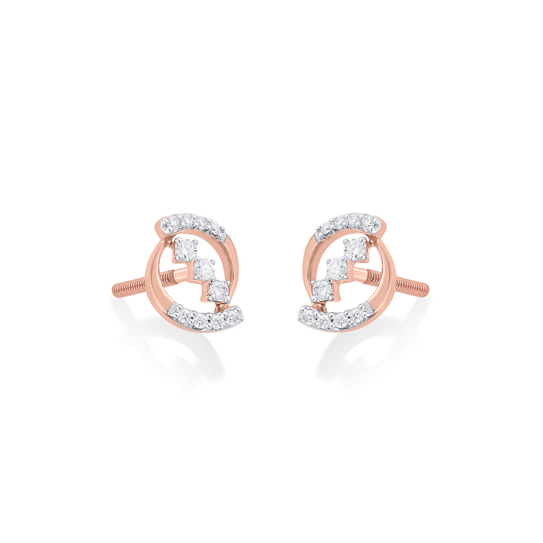Sweeping Glow Diamond & Gold Stud Earrings for Women