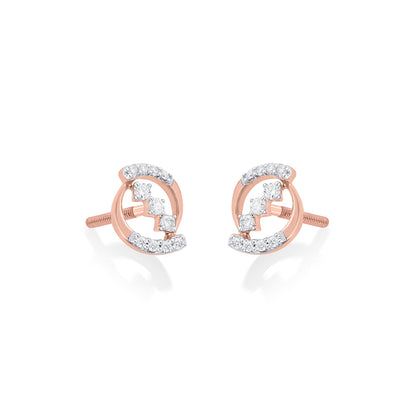 Sweeping Glow Diamond & Gold Stud Earrings for Women
