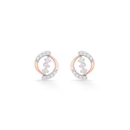 Sweeping Glow Diamond & Gold Stud Earrings for Women